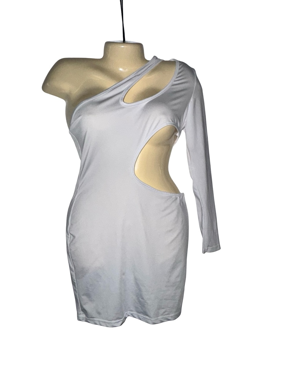 White One-Shoulder Cutout Bodycon Dress